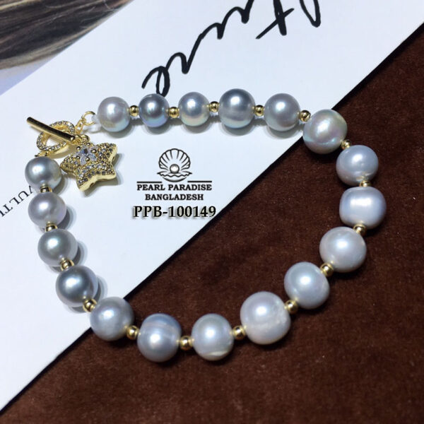 9-10mm Grey Fresh Water Pearl Necklace Set - Image 2