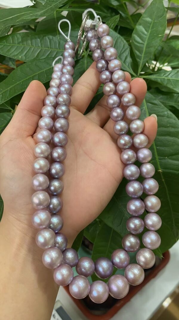 Natural 11-14MM Edison Pink Purple Pearl Necklace with Round and Slight Flaws, Delicate and Clean Gift for Personal Use - Image 2