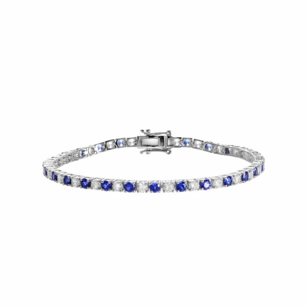 3mm Blue Sapphire Tennis Chain Bracelet for Women Silver 925 Jewelry Moissanite Link Bracelet Bangle White Gold Plated Gift - Image 2