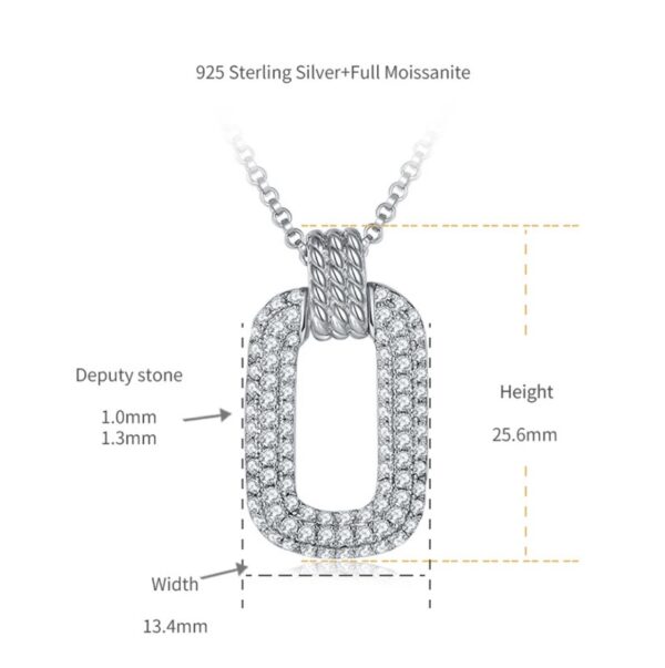 D Color Full Moissanite Pendant Necklace for Women Rectangle Design 925 Sterling Silver Plated 18K Gold Necklaces Fine Jewelry - Image 4