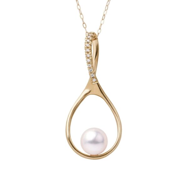 Wishbone Collection 8-9mm Pearl and Diamond Pendant