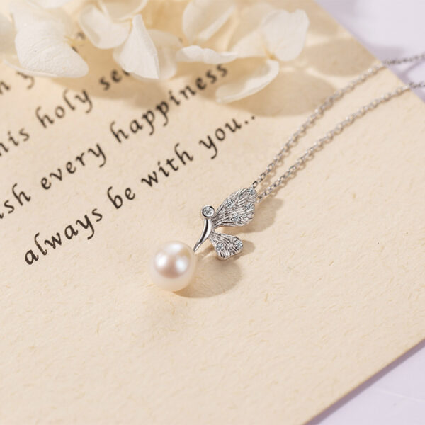 New Pure Silver 7-8mm Near Round Freshwater Pearl Angel Pendant Fashion Women's Jewelry Gift - Image 6