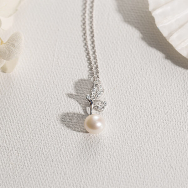 New Pure Silver 7-8mm Near Round Freshwater Pearl Angel Pendant Fashion Women's Jewelry Gift - Image 5