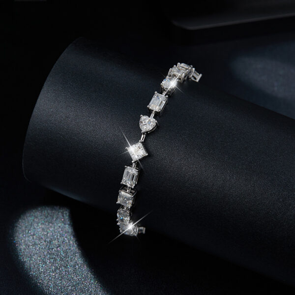 18.0 Carat Diamond Irregular Tennis Bracelet full women 1ct princess heart oval emerald cut S925 - Image 4