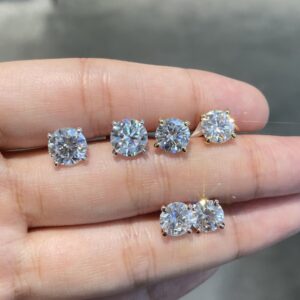 Hot selling classic four claw hollow out 3-carat Real M Diamond earrings for men and women S925 silver plated 18k gold