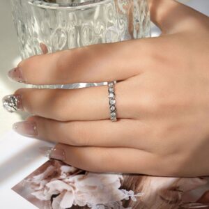 Cross-Border Independent Site Cross Wave Ring Twist Wall 925 Silver Inlaid Moissanite Real Diamond Women's Versatile Ring Stackable 18K Plated