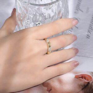 Italian Buchelati Wind Brushed Full Diamond Rings S925 Silver Plated 18k
