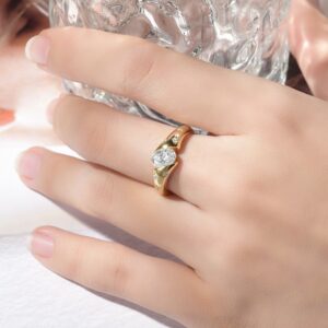 Little red book with star oval Mosun 5*7mm 1 karat S925 silver 18k gold Plated Ring