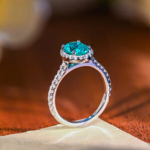 Classic and Simple Paraiba 6*8mm 1.5Ct Oval Neon Blue-Green S925 Silver Plated 18K Gold Ring