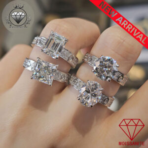 Cross-border new product: 3-carat irregular D-color moissanite ring, gold-plated copper wide-band wedding ring for women, Engagement Ring