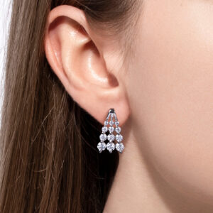 Cross-Border Exclusive Supply of Light Luxury Four-Layer Step Earrings, 925 Silver Gold-Plated D-Color Moissanite, Atmospheric Dangle Earrings for Banquets