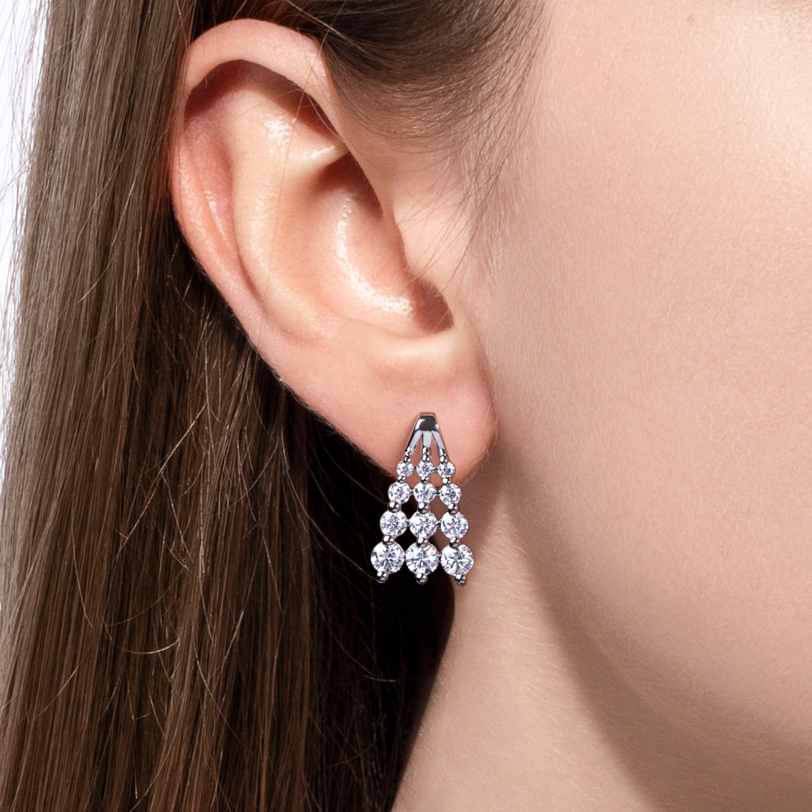 Cross-Border Exclusive Supply of Light Luxury Four-Layer Step Earrings, 925 Silver Gold-Plated D-Color Moissanite, Atmospheric Dangle Earrings for Banquets