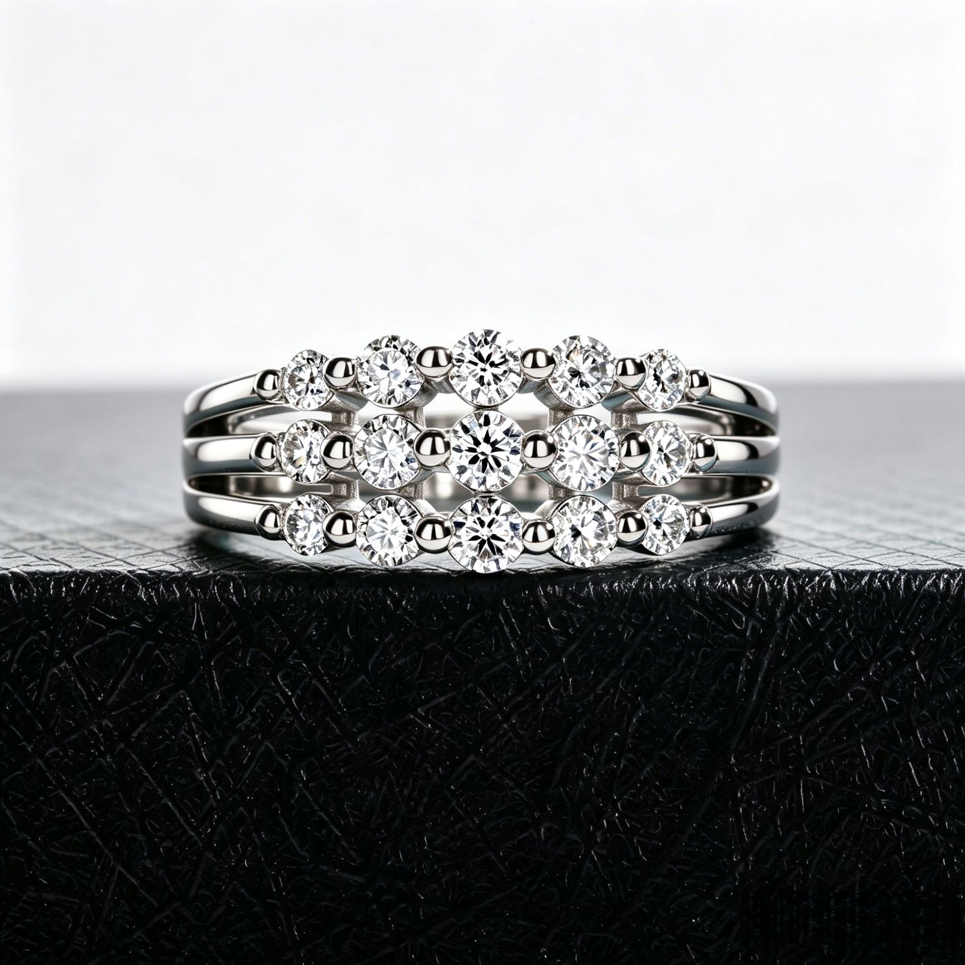 Cross-Border Exclusive Supply of Light Luxury Four-Layer Step Finger Ring, 925 Silver Gold-Plated D-Color Moissanite, Atmospheric Dangle Finger Rings for Banquets - Image 2