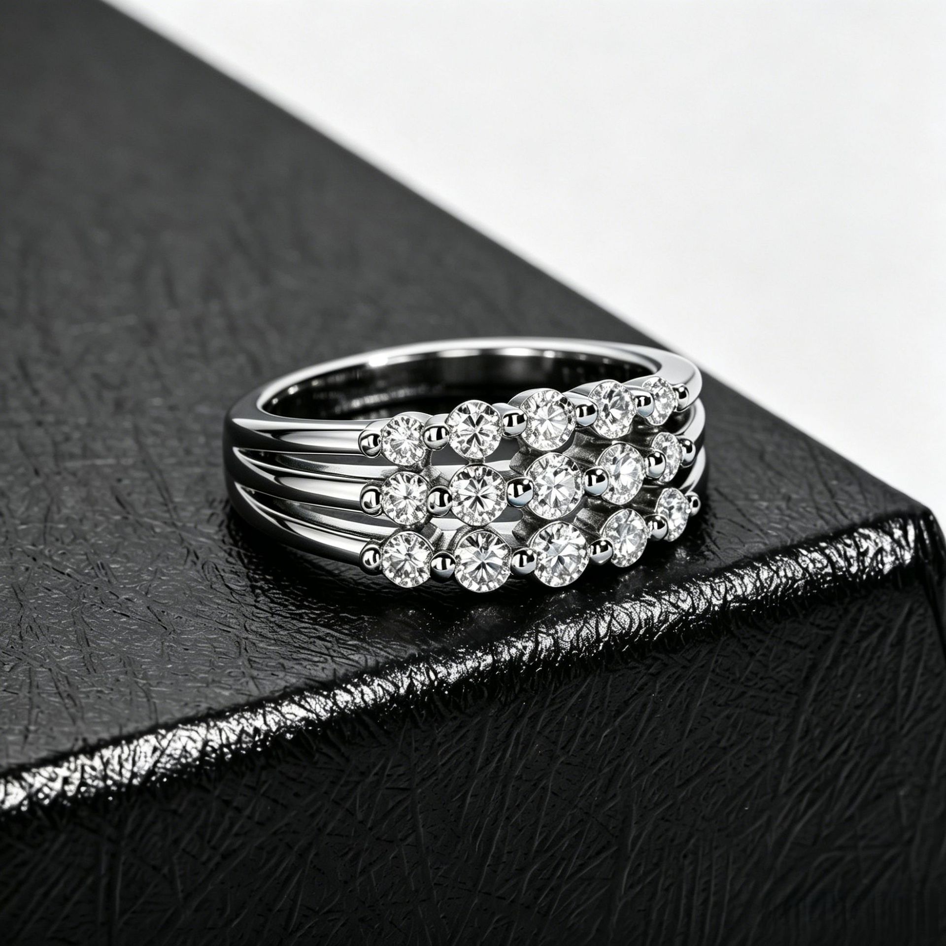 Cross-Border Exclusive Supply of Light Luxury Four-Layer Step Finger Ring, 925 Silver Gold-Plated D-Color Moissanite, Atmospheric Dangle Finger Rings for Banquets - Image 3