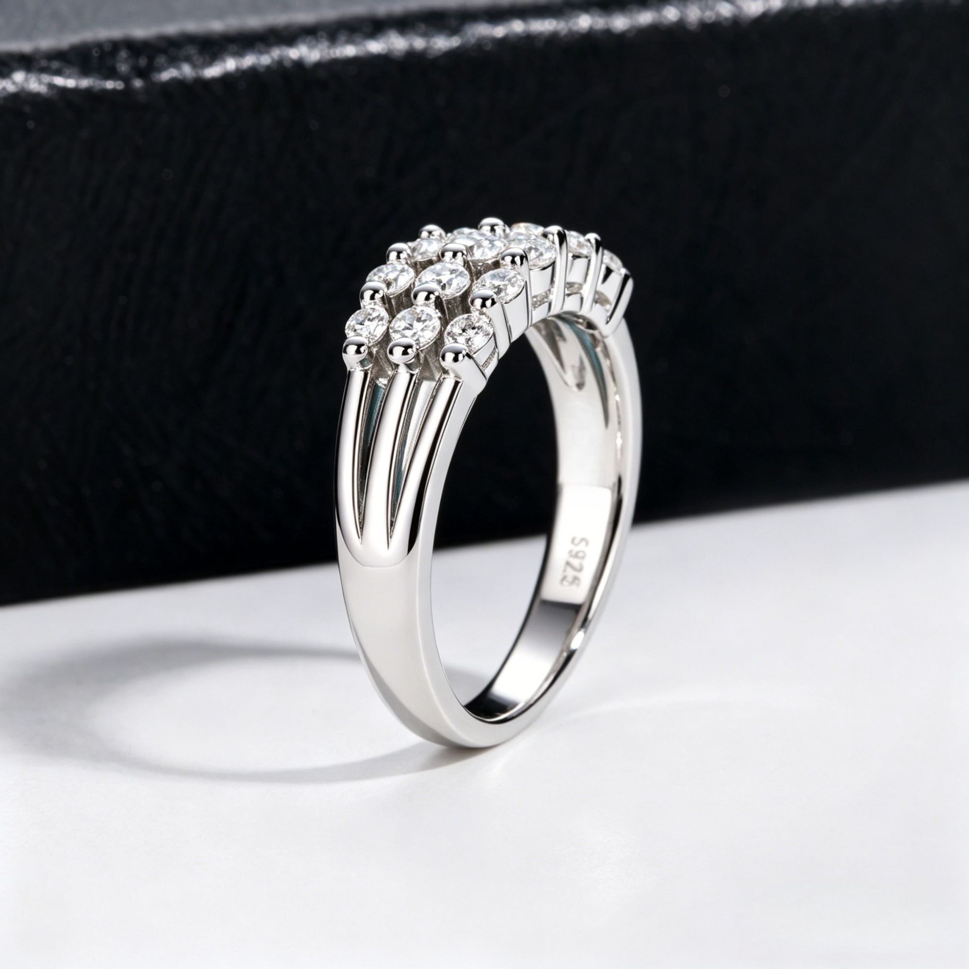 Cross-Border Exclusive Supply of Light Luxury Four-Layer Step Finger Ring, 925 Silver Gold-Plated D-Color Moissanite, Atmospheric Dangle Finger Rings for Banquets - Image 4