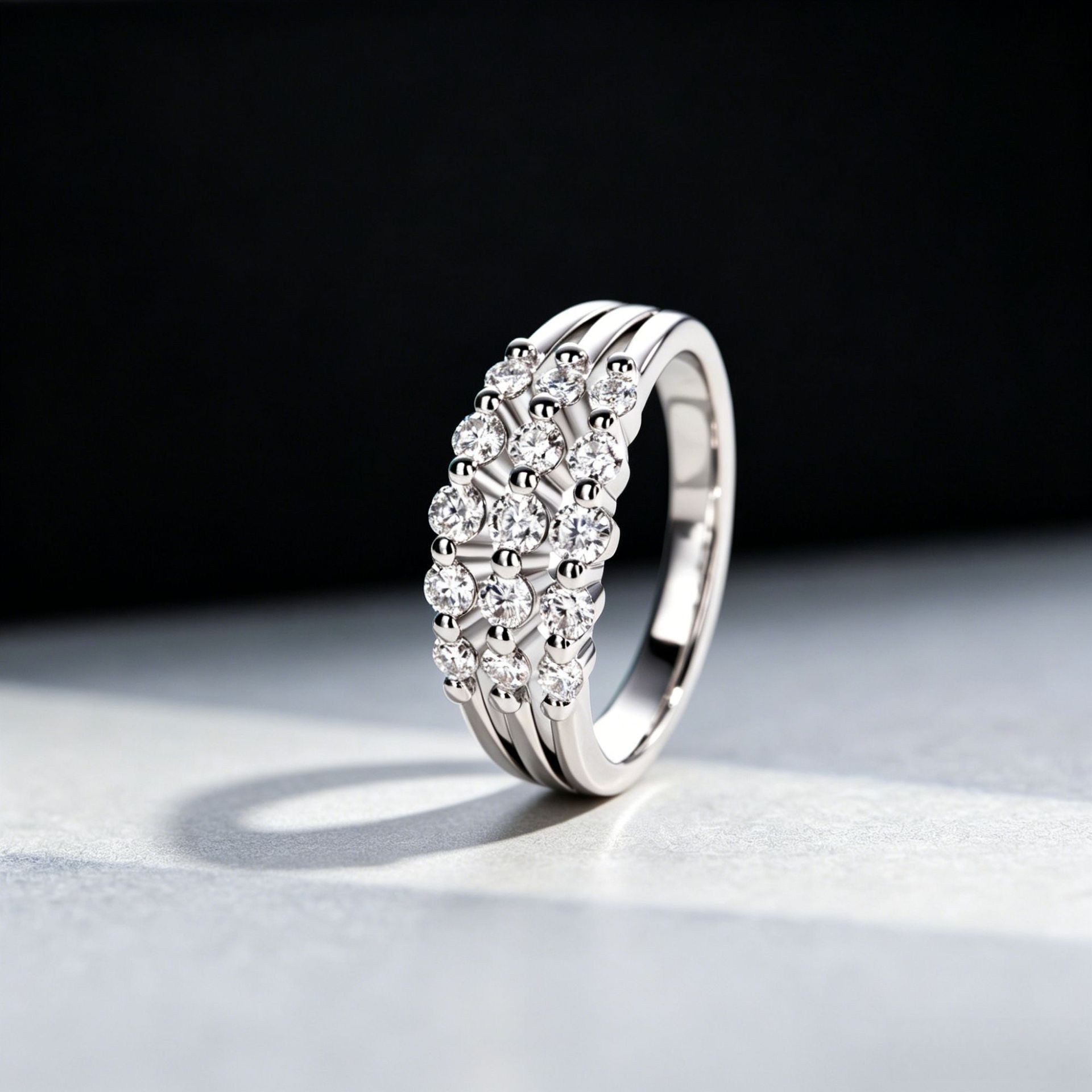 Cross-Border Exclusive Supply of Light Luxury Four-Layer Step Finger Ring, 925 Silver Gold-Plated D-Color Moissanite, Atmospheric Dangle Finger Rings for Banquets - Image 5