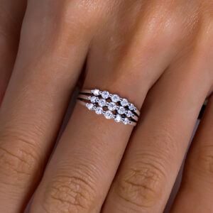 Cross-Border Exclusive Supply of Light Luxury Four-Layer Step Finger Ring, 925 Silver Gold-Plated D-Color Moissanite, Atmospheric Dangle Finger Rings for Banquets