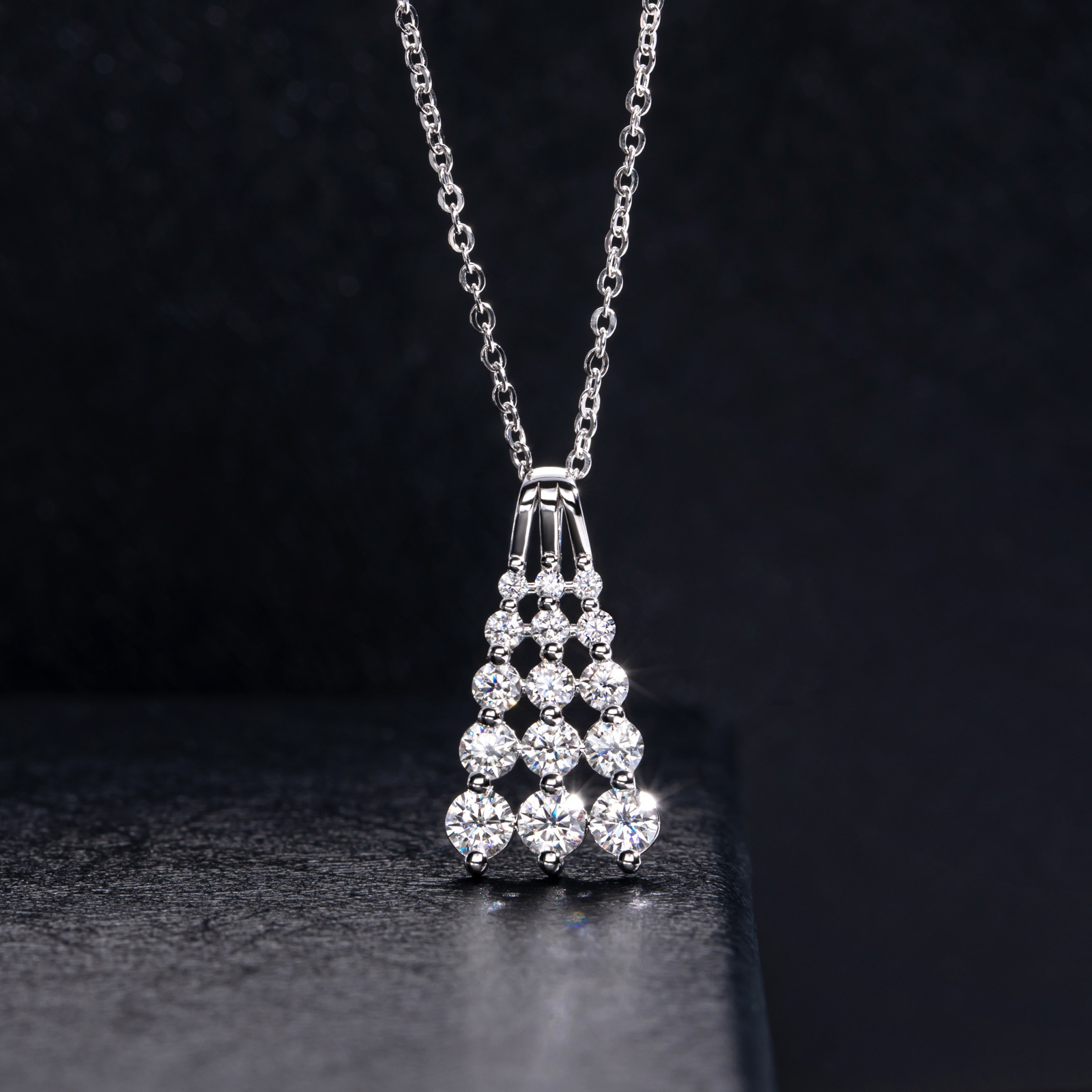 Cross-Border Exclusive Supply of Light Luxury Four-Layer Step Pendant, 925 Silver Gold-Plated D-Color Moissanite, Atmospheric Dangle Pendants for Banquets - Image 2