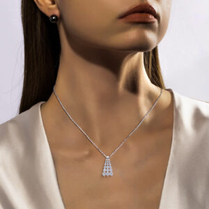 Cross-Border Exclusive Supply of Light Luxury Four-Layer Step Pendant, 925 Silver Gold-Plated D-Color Moissanite, Atmospheric Dangle Pendants for Banquets
