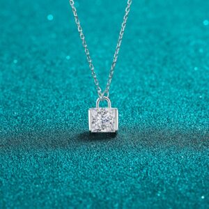 S925 Sterling Silver Moissanite Necklace Women's Small Square Pendant Simple Sugar Design Sense