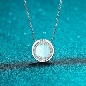 S925 Sterling Silver Fashion Women's Ins Pendant  Mother-Of-Pearl Smile Moissanite Necklace
