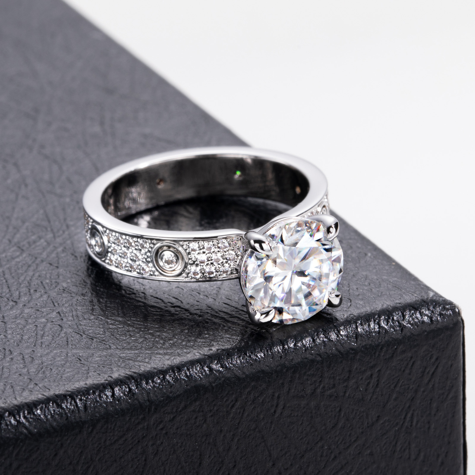 Cross-border new product: 3-carat irregular D-color moissanite ring, gold-plated copper wide-band wedding ring for women, Engagement Ring - Image 6