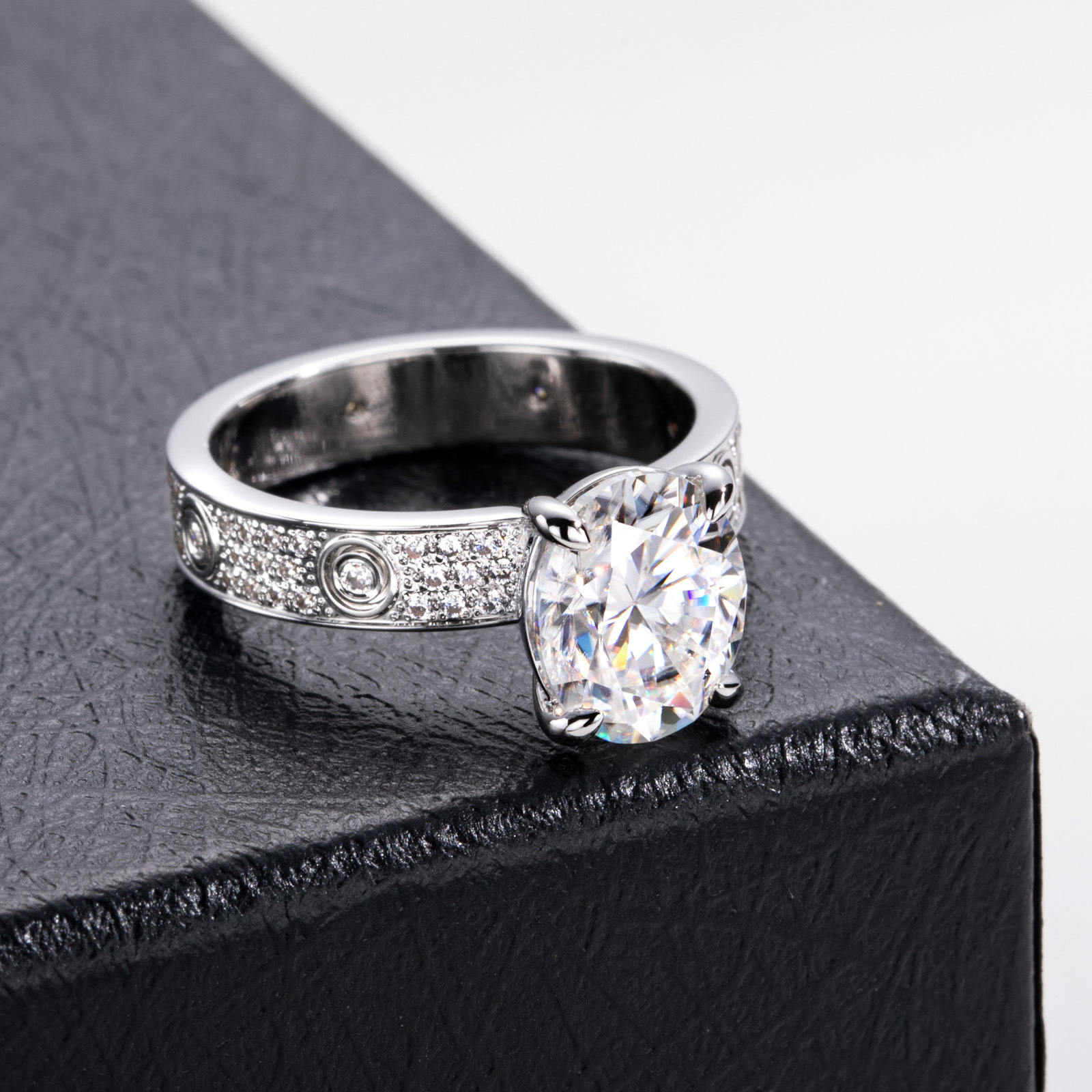 Cross-border new product: 3-carat irregular D-color moissanite ring, gold-plated copper wide-band wedding ring for women, Engagement Ring - Image 7