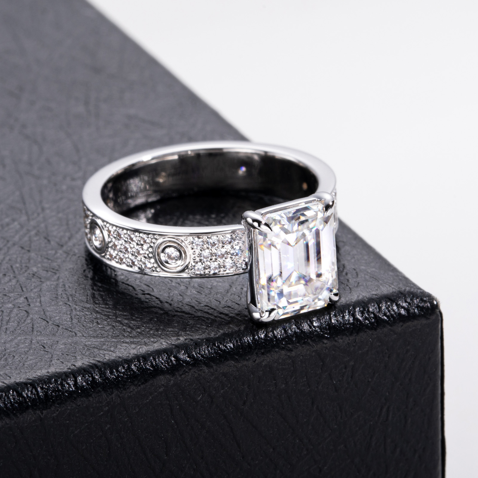 Cross-border new product: 3-carat irregular D-color moissanite ring, gold-plated copper wide-band wedding ring for women, Engagement Ring - Image 8