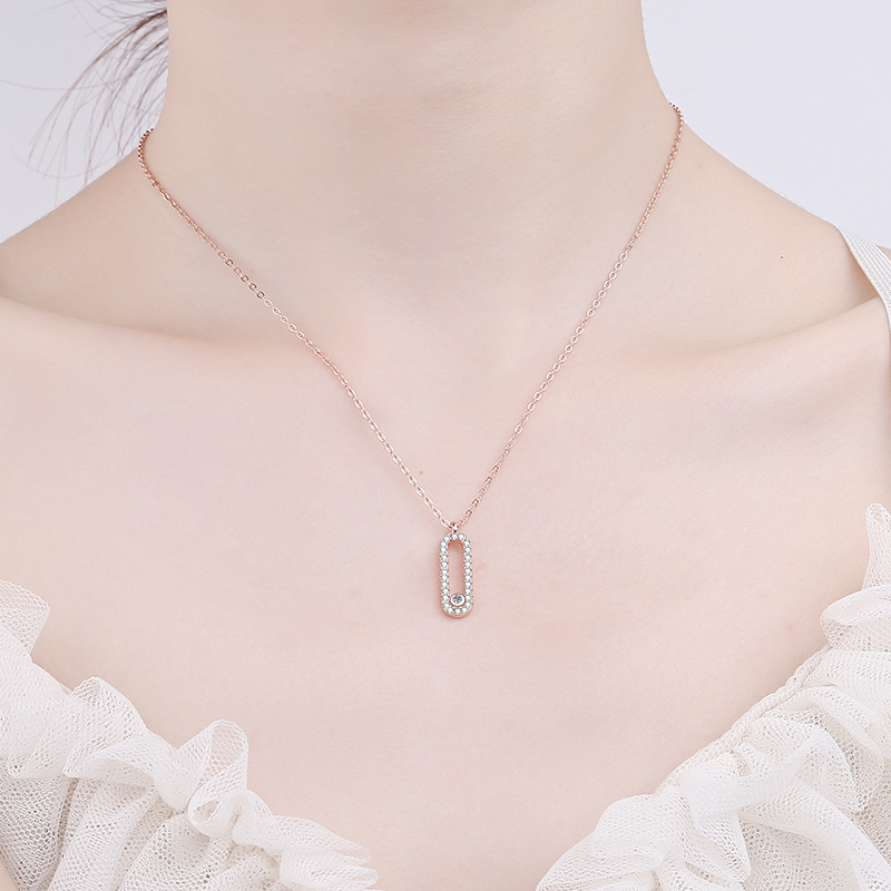 S925 Silver Oval Diamond Pendant Simple European and American Style Factory Direct Sale Moissanite Necklace One Piece Dropshipping - Image 5