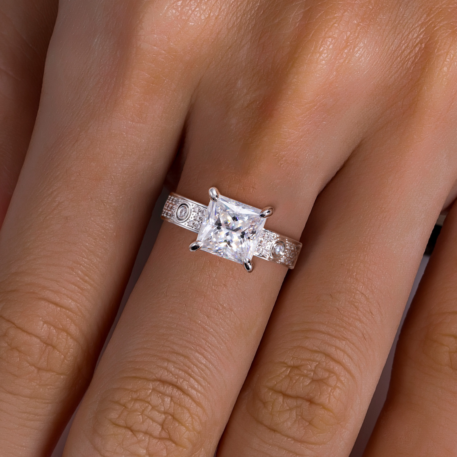 Cross-border new product: 3-carat irregular D-color moissanite ring, gold-plated copper wide-band wedding ring for women, Engagement Ring - Image 2