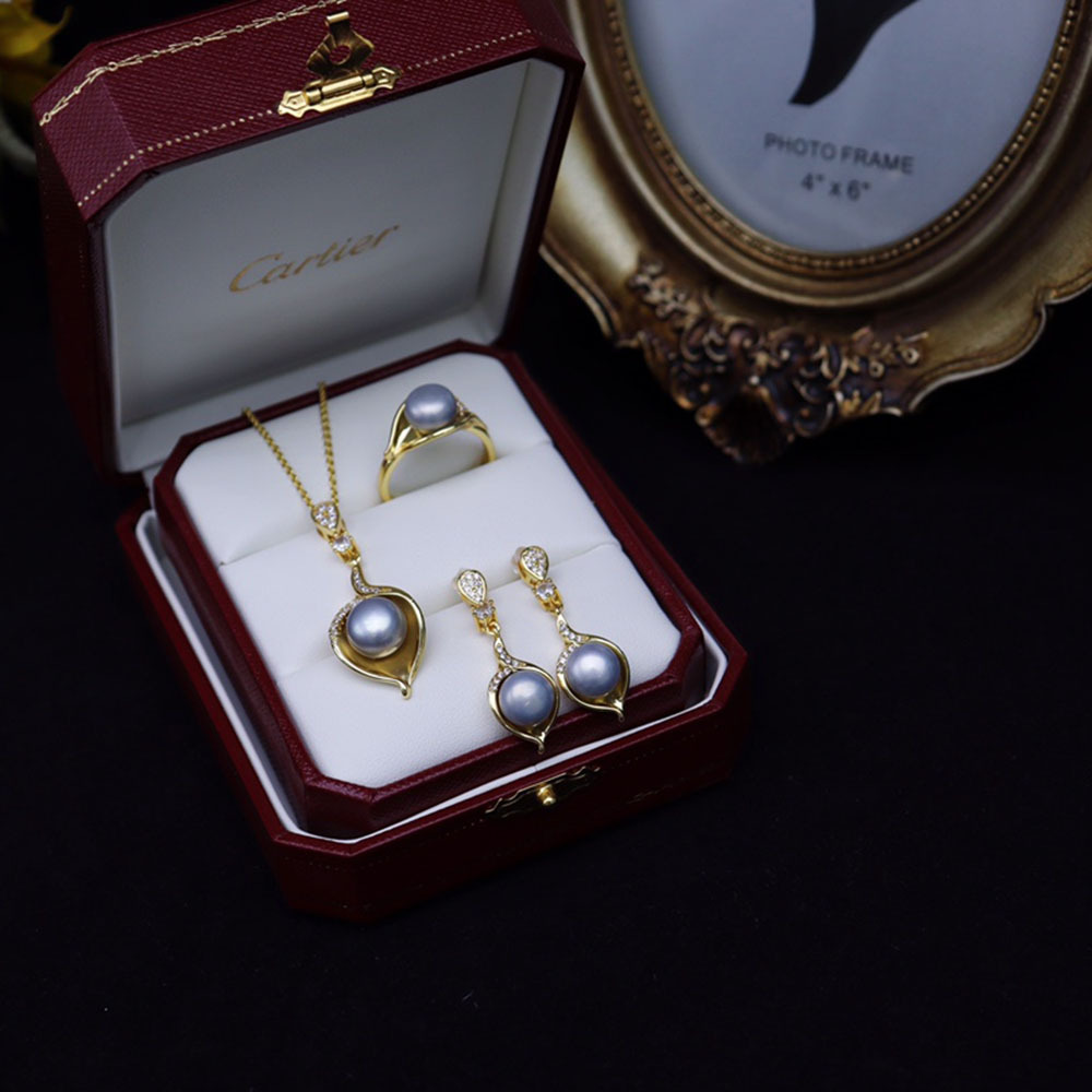 Live Supply Freshwater Pearl Pendant Three-piece Set Women's s925 Silver Needle High-grade Simple Calla Lilies Exquisite Set - Image 18