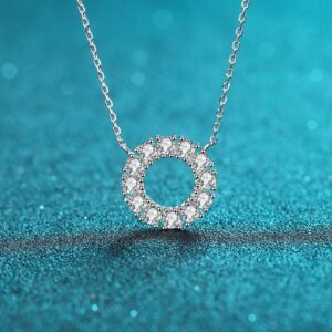 New Arrival S925 Silver Round Full-Embellished Pendant Simple Japanese and Korean Style Factory Direct Sale Moissanite Necklace One-Piece