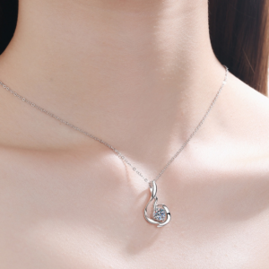 S925 Sterling Silver Necklace for Women with 80-Point Moissanite Swan Diamond Pendant Clavicle Chain